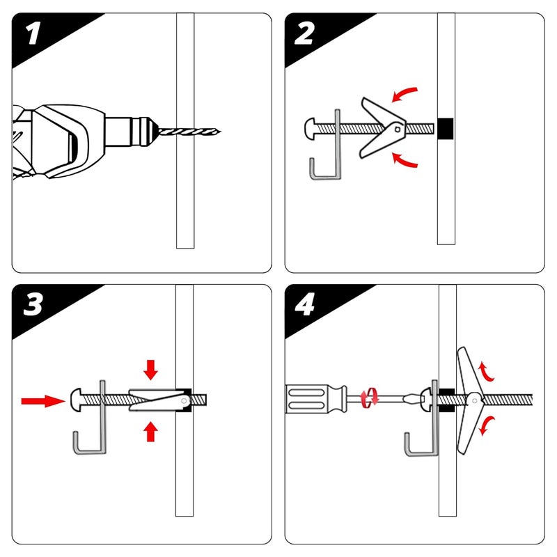 HASWARE Toggle Bolt Zinc Plated Steel and Wing Nut for Hanging Heavy Items on Drywall 3/16x3 (12 Pack) - Image 5
